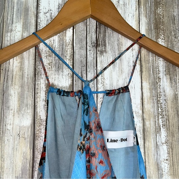 Line + Dot Blue Floral Open Shoulder Blouse - Picture 4 of 5